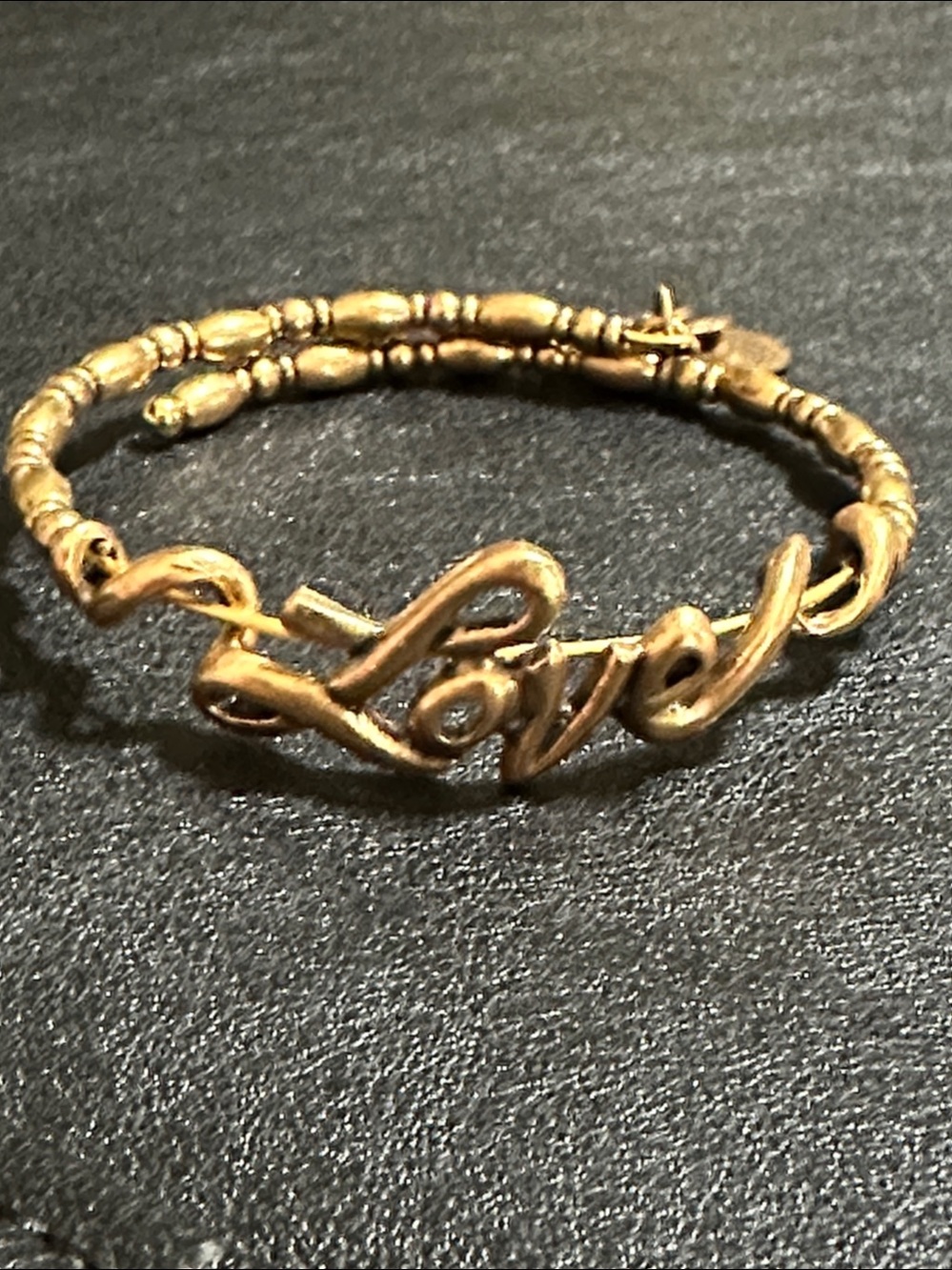 Alex & Ani Vintage Sixty Six LOVE Script Gold Tone Wrap Bracelet